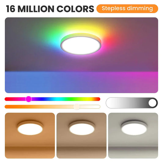 RGBIC Smart Dimmable Ceiling Light – 16 Million DIY Colors with App & Remote Control