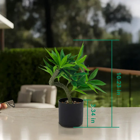 Realistic Faux Bonsai Tree with Eucalyptus – Cement Pot Artificial Plant for Indoor & Outdoor Decor