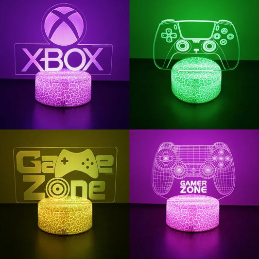 NEON GAMER 3D LED Lamp – RGB Night Light for Gaming Setup & Bedroom Decor