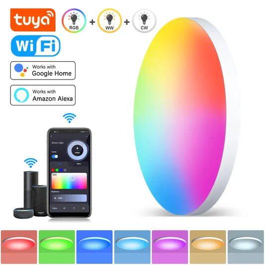 RGB Smart LED Ceiling Lamp – 40W Tuya WiFi Panel Light (220V) for Alexa & Google Home