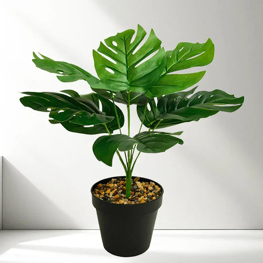 Very Realistic Green Artificial Monstera Tree – Four-Season Evergreen Indoor & Outdoor Bonsai Cutting for Modern Minimalist Décor
