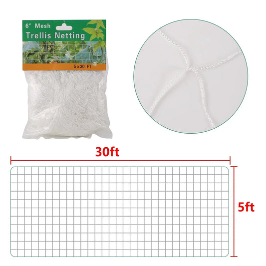 Heavy-Duty White Plant Trellis Netting – Multi-Use Polyester Support for Climbing Vines & Hydroponic Gardening