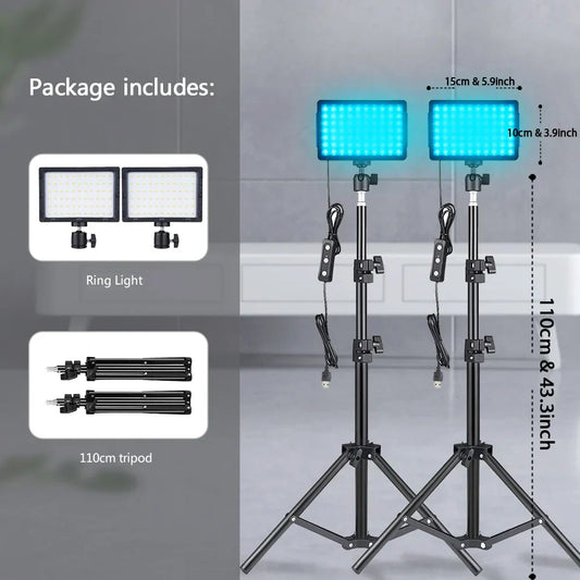 LED Photography Video Light Panel – Studio Lighting Kit with Tripod Stand & RGB Filters for Shooting, Streaming & YouTube