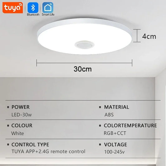 LED Ceiling Lamp – TUYA Smart RGB Music Light with Remote, Bluetooth & App Control (30W/36W)